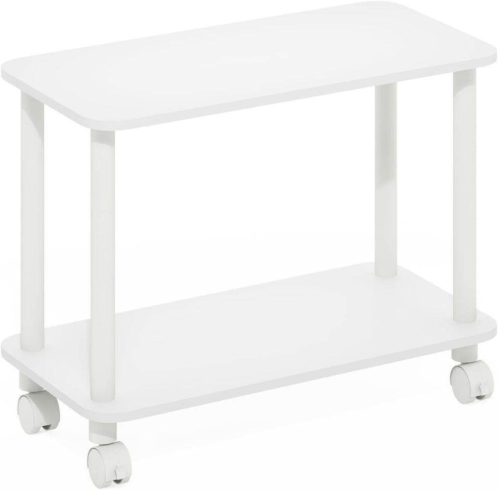 Modern End Table with Wheels 2 Tier Rectangular Side Table with Lockable Cast...