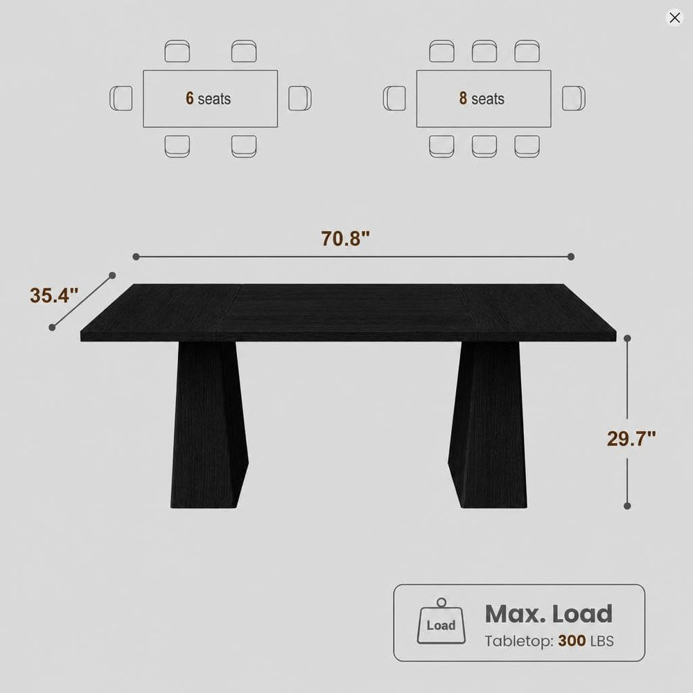GAOMON Farmhouse Dining Table for 6-8 People, Farmhouse Dining Table, 71 in L...