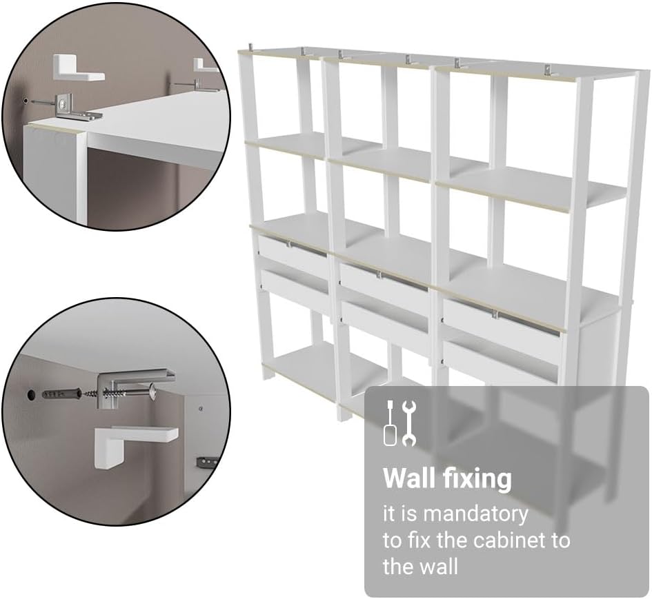 Madesa Kitchen Pantry Storage Rack with 6 Drawers and Open Shelves 82" L...