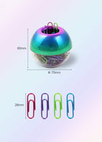 Rainbow Paper Clips Holder Medium Holographic Paper Clip Dispensers 100pcs 28mm Colorful Paperclips for Desk Organizer Accessories (Rainbow)