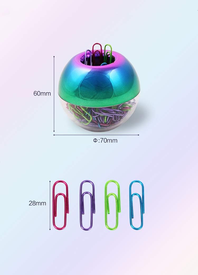 Rainbow Paper Clips Holder Medium Holographic Paper Clip Dispensers 100pcs 28mm Colorful Paperclips for Desk Organizer Accessories (Rainbow)