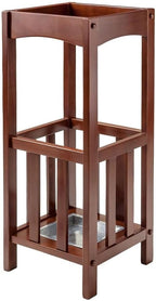 Rex Umbrella Stand with Metal Tray Walnut Functional Umbrella Stand for Entryways Hallways or Offices Solid Wood Construction Convenient Storage for Umbrellas Walking Sticks or Cane Sleek