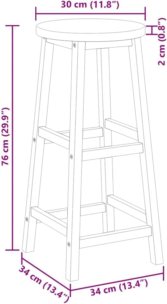 vidaXL Bar Chairs 2 pcs Solid Acacia Wood