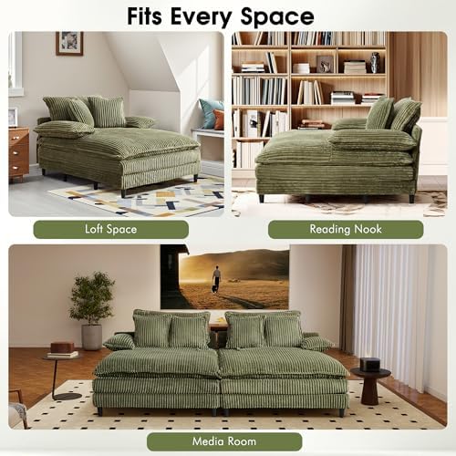 WESTSETLUX 54.8" W Oversized Chaise Lounge Chair Indoor with 5-Position ...