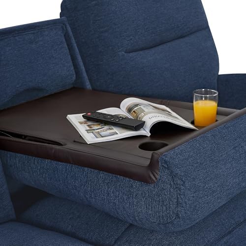 MCombo 87.8" Wall Hugger Power Reclining Sofa with Drop Down Table, 3-Se...