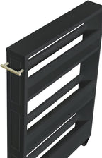 MUSEHOMEINC Compact Space Kitchen Pantry,3-Tier Kitchen Removable Storage Cart, Slim Slide Out Rolling Pantry Shelf for Narrow Spaces（Black）