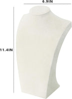 Coward 3Pcs Necklace Bust Stand Rack for Selling Show, Beige Velvet Necklace Jewelry Display Holder for Jewelry Exhibition or Store Shop Show (11" Hight)