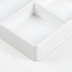 PU Leather Valet Tray, Decorative Trinket Vanity Desk Drawer Organizer Tray, Perfume Dish Catch All Bowl for Keys, Nightstand Drawer Organizer Women Men with 4 Compartments (Cream-White)
