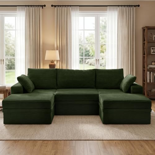 107" U Shaped Couch, Modular Sectional Sofa with Storage, 3-Seater High ...