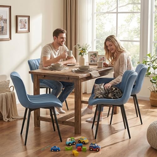 YOUNUOKE Dining Chairs Set of 2 Mid-Century Modern Kitchen Chairs Blue