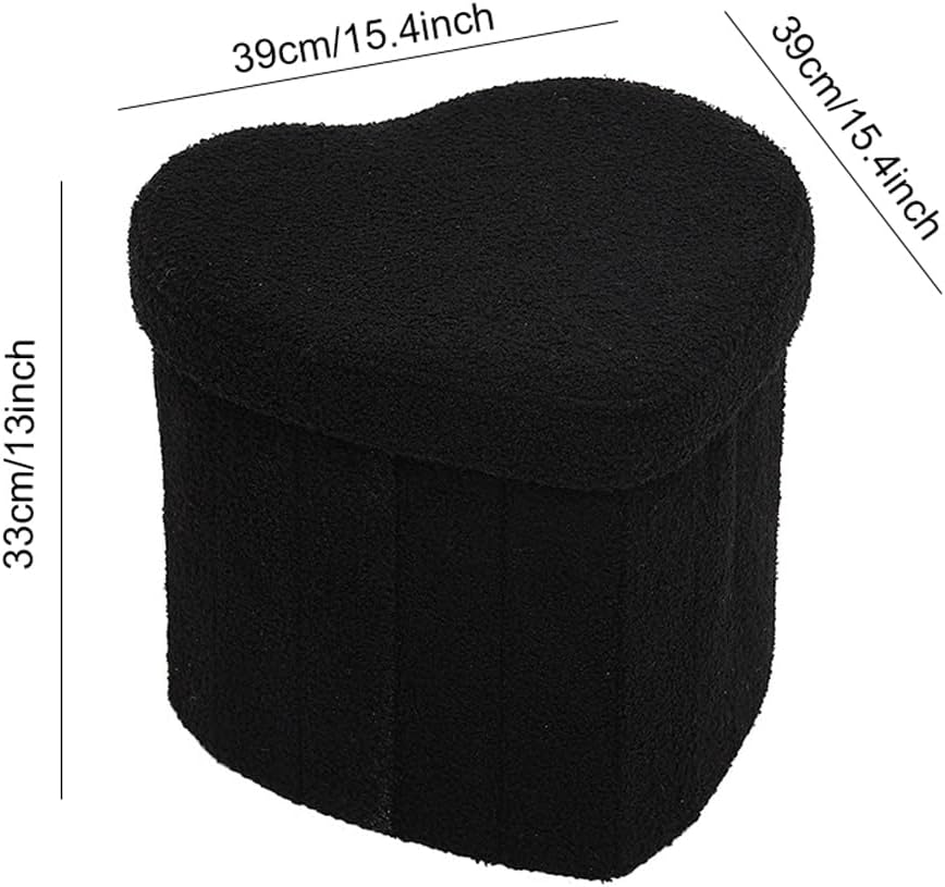 Upholstered Ottoman with Storage,Heart Shaped Foot Stool Collapsible Footrest...