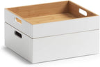 Zeller White Bamboo Storage Box, White, ca. 30 x 27 x 10,5 cm