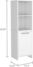 24.4" D*16.53" W*48.03" H Freestanding Kitchen Pantry with 2 Shelves, Lower Single Door, Rectangular Storage Cabinet, Modern Minimalist, for Living Room, Dining Room, White