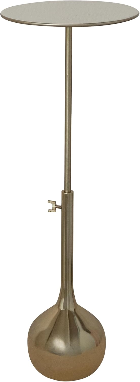 Creative Co-Op Round Enameled Aluminum Adjustable Table with Gold Electroplat...