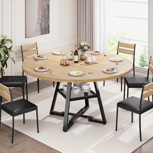 Jocoevol 51'' Round Dining Table for 6,Kitchen Dining Room Circle Din...