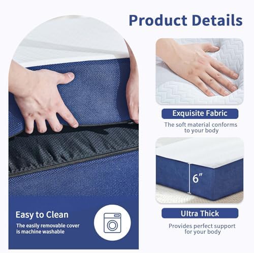 Folding Mattress Single Size,6" Trifold Foldable Sofa for Camping,White ...