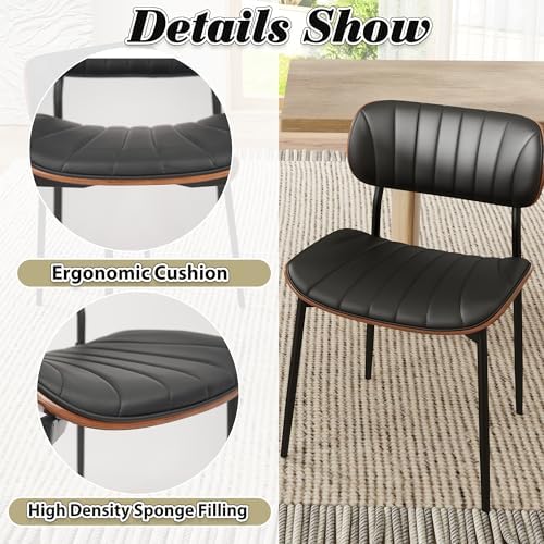 HENGJIANYI Bentwood Dining Chairs Set of 2, Modern PU Leather Dining Room Cha...