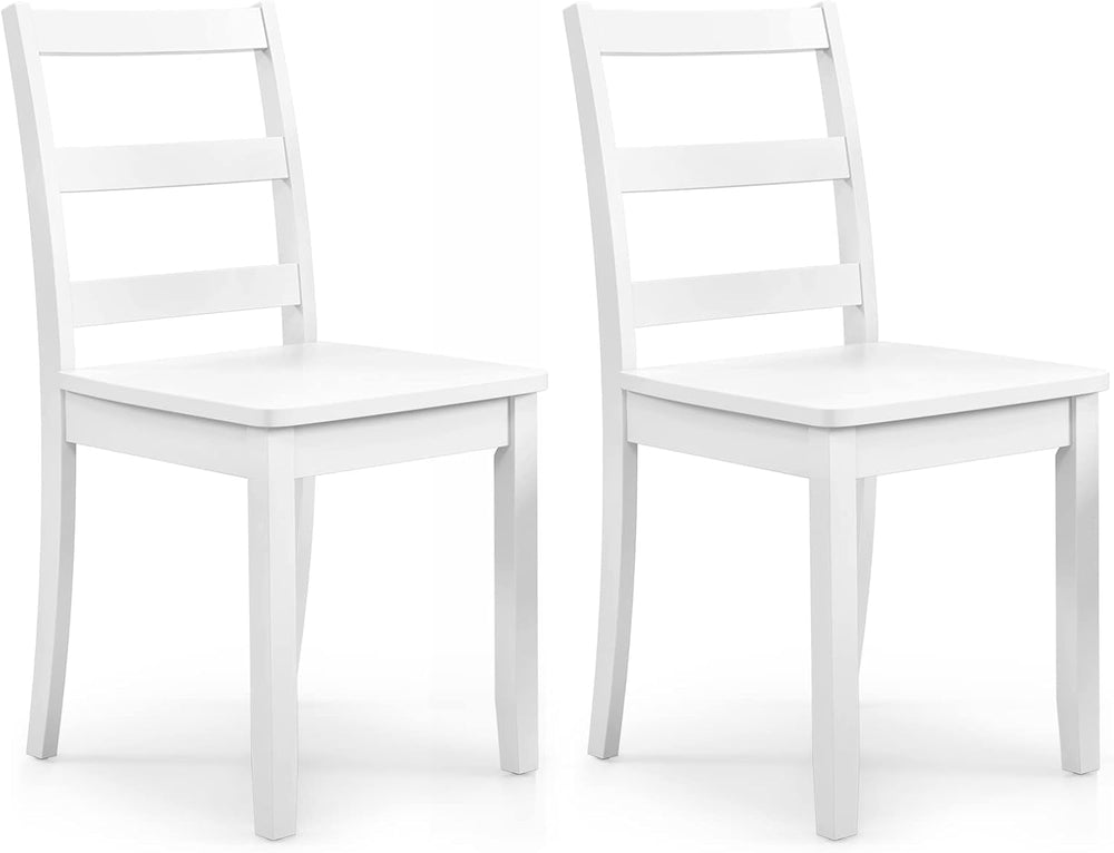 GIANTEX Wood Dining Chairs Set of 2 White - Wooden Armless Kitchen Chairs wit...