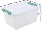 4-Pack 20 Quart Large Stackable Boxes, Plastic Storage Latch Bin, Clear