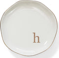 HOME SMILE Initials Ring Dish Jewery Tray with Personalized H-Monogrammed Engagement Wedding Gifts for Friends,Sister,Birthday Christmas Gifts for Women,Ceramic White