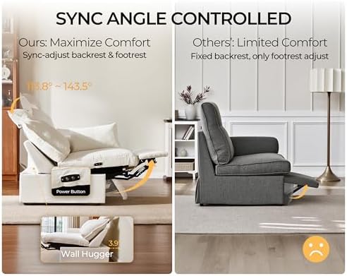103" Modular Power Reclining Sectional 2 Seater Loveseat Sofa, Chenille ...
