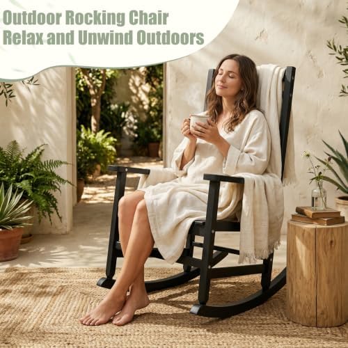 Outdoor Rocking Chairs Set of 2, Weather-Resistant Rocking Chair Ergonomic | ...