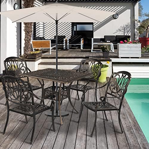 VINGLI 5 Pieces Outdoor Patio Dining Set, Cast Aluminium Patio Furniture Set ...