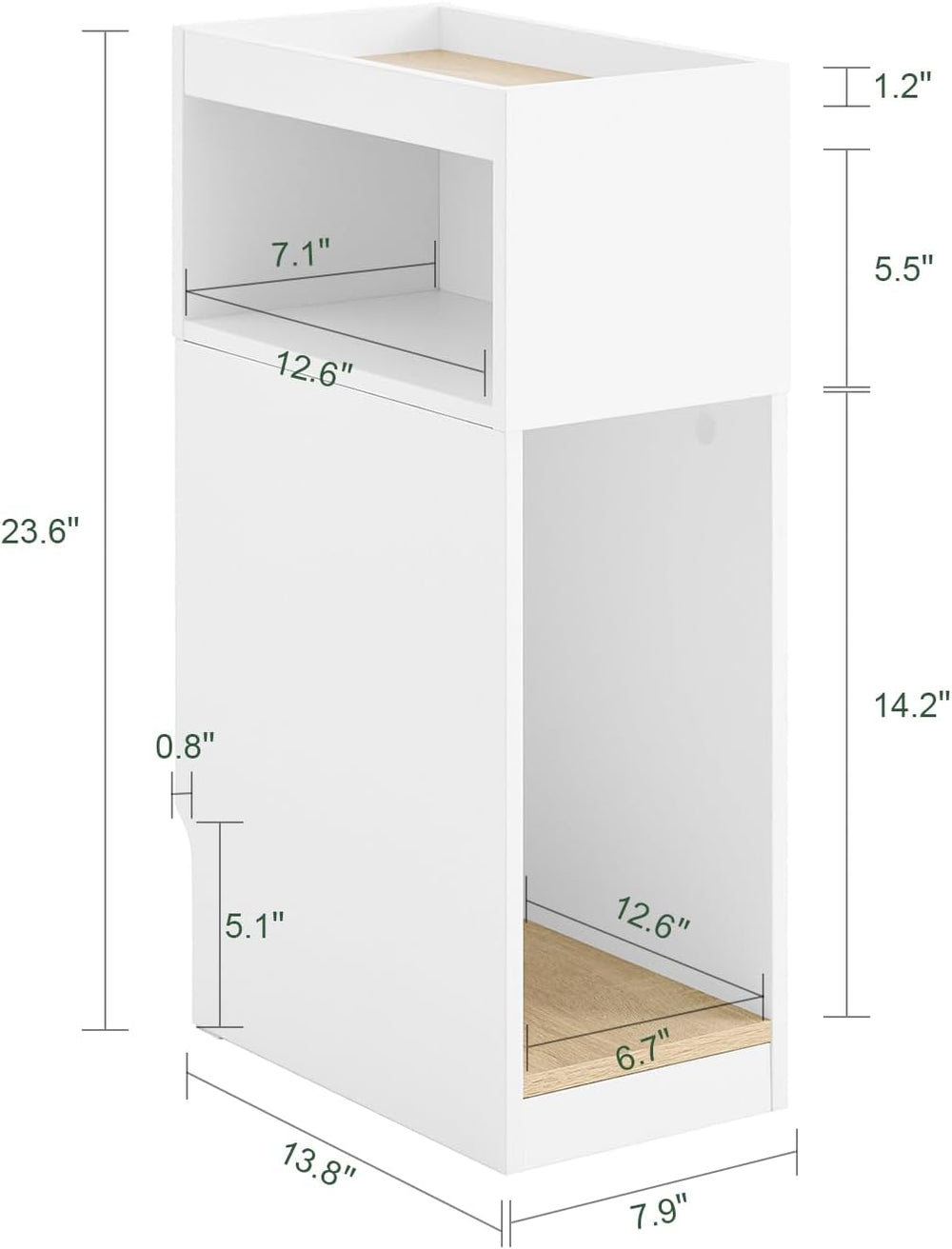 SoBuy Narrow Nightstand with Drawer and Open Shelf | Slim Bedside Table for T...