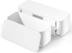 YECAYE 2 Pack Cable Management Box, Pet Friendly Cable Box Organizer for Home & Office, Child-Proof Floor Cord Cover, Cord Management and Cord Hider, White