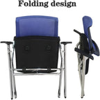 Ergonomic Folding Mesh Chair with Armrest Lumbar Support and Metal Frame Office Conference
