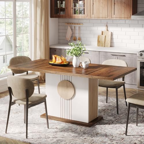 Tribesigns 55" Rectangular Dining Table for 4 to 6 People, Farmhouse Woo...