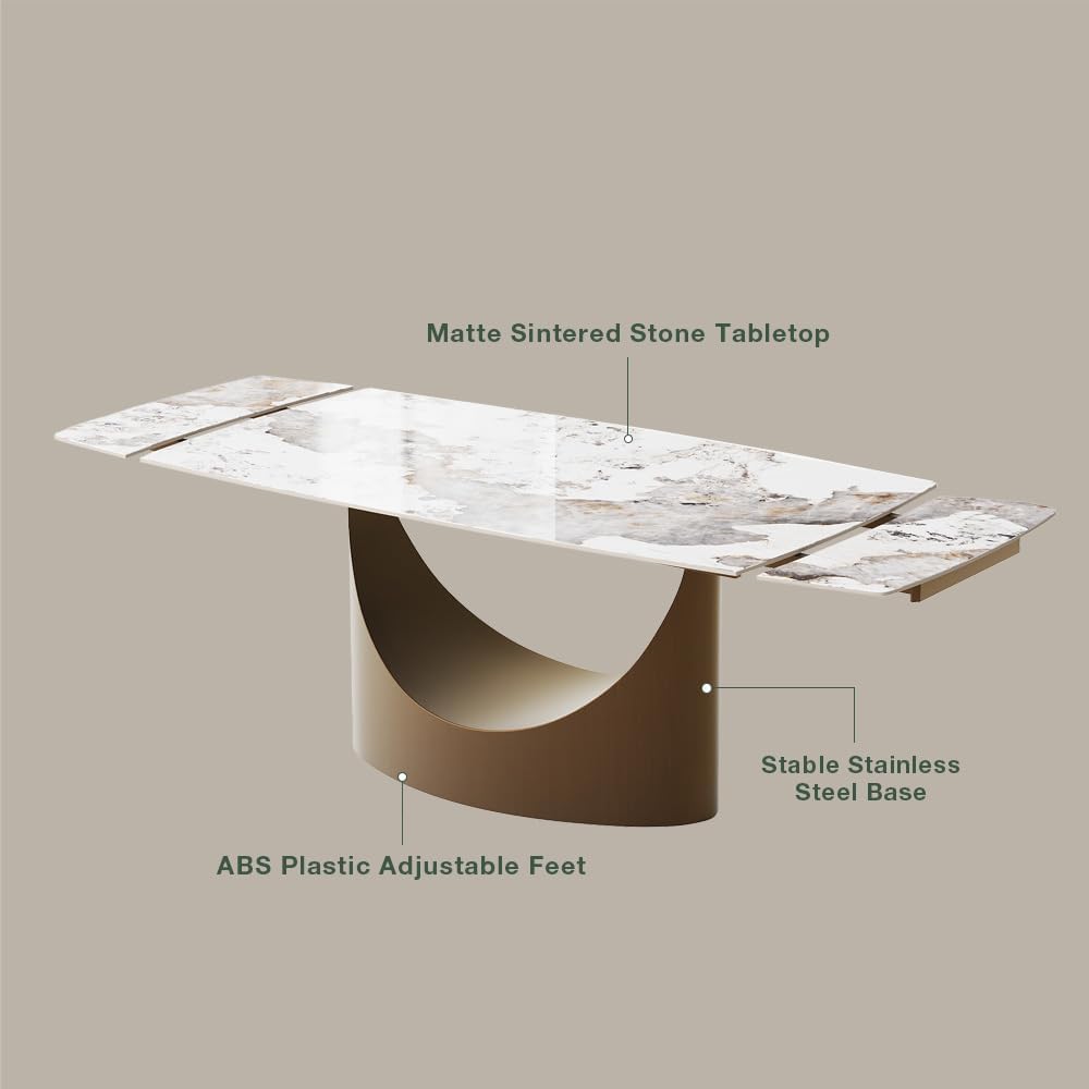 POVISON Extendable Dining Room Table 6-8, 71-95" Expandable Modern Dinin...