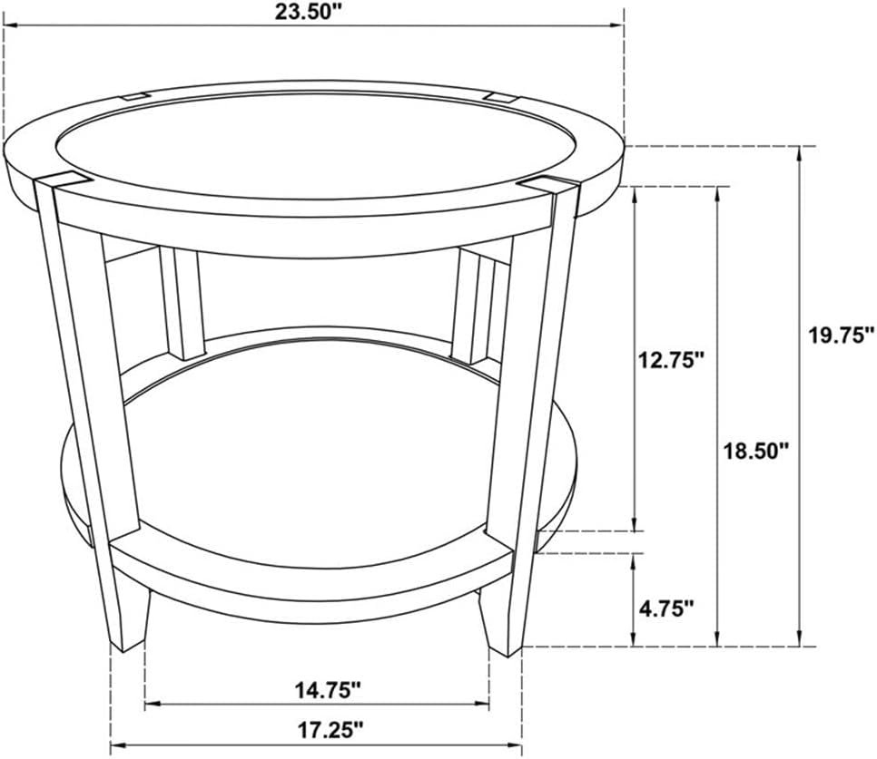Pemberly Row Round Solid Wood End Table, 23.5 in Wide, Maple Brown Finish, As...