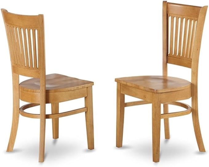 East West Furniture AMVA3-OAK-W 3 Piece Modern Dining Table Set Contains a Round Kitchen Table with Pedestal and 2 Dining Chairs, 36x36 Inch, Oak