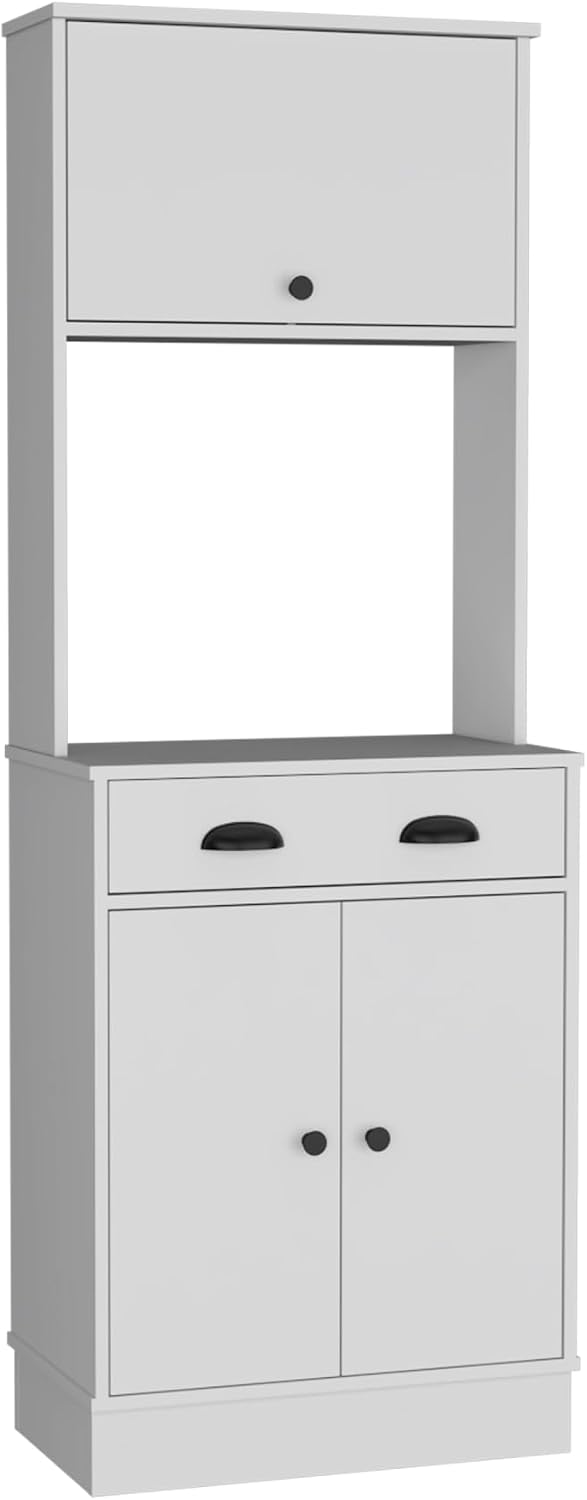 Apex Kitchen Pantry 66.3" H with Drawer, 2 Cabinets, and Microwave Stand...