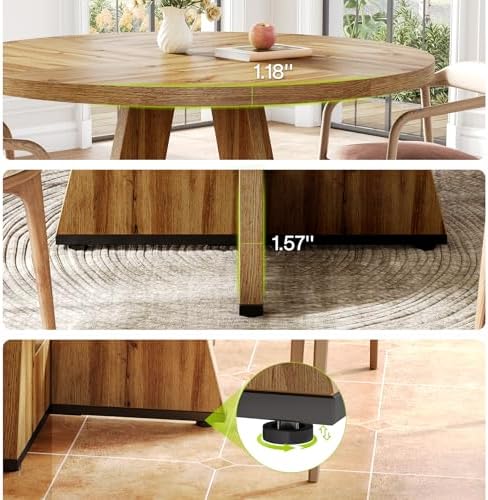 LITTLE TREE Round Dining Table for 4-6 People, 47 Inches Dining Room Table wi...