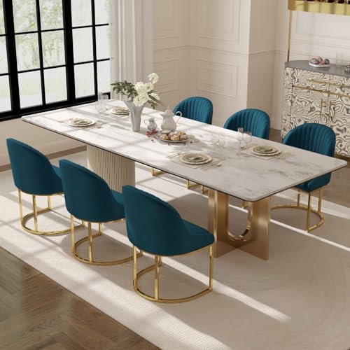 Velvet Dining Chairs Set of 4, Modern Dinning Room Chairs with Golden Metal F...
