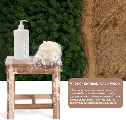 12" Wooden Step Stool, Small Wood Stool for Bathroom, Kitchen - White Oak