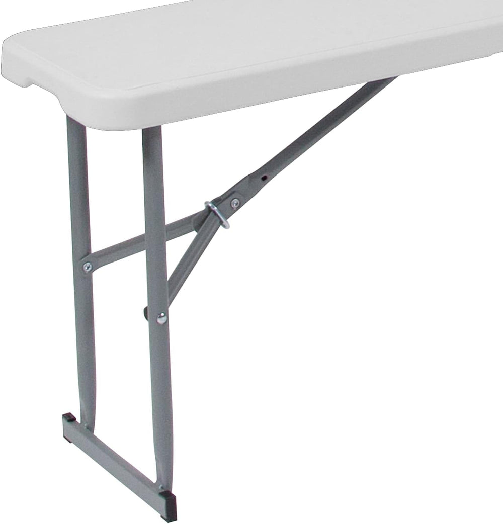 Flash Furniture Plastic Bi-Fold Bench with Carrying Handle, Granite White | 7...