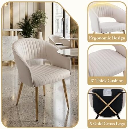 Modern Dining Chairs Set of 2, Upholstered PU Leather Dining Room Chairs with...