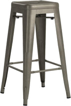 Yaheetech 30 Inch Metal Bar Stools Set of 4, Bar Height Backless Bartools, Industrial Stackable Bar Chairs with Footrest for Kitchen/Dining Room/Bistro/Patio, Gun Metal