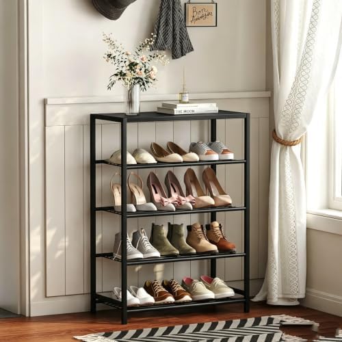 Yusong Shoe Rack Organizer, 5 Tier Industrial Shoe Storage Shelf for Closet E...