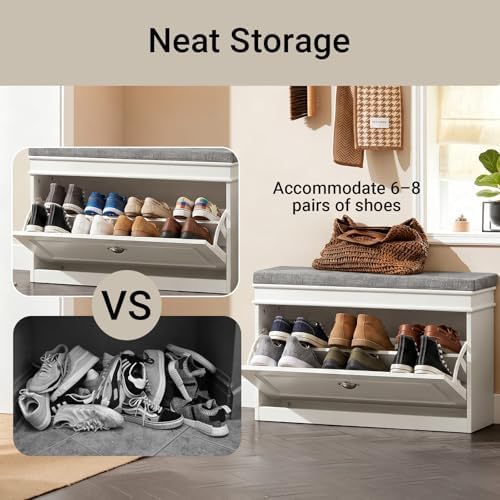 Haotian Shoe Storage Bench with Cushion