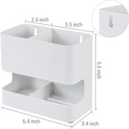 MyGift Modern Wall Mounted White Metal Hair Styling Tools and Accessories Holder with 2 Slots and Divided bottom Tray, Salon Hot Tool Organizer Rack for Blow Dryer Straightener Curling Iron