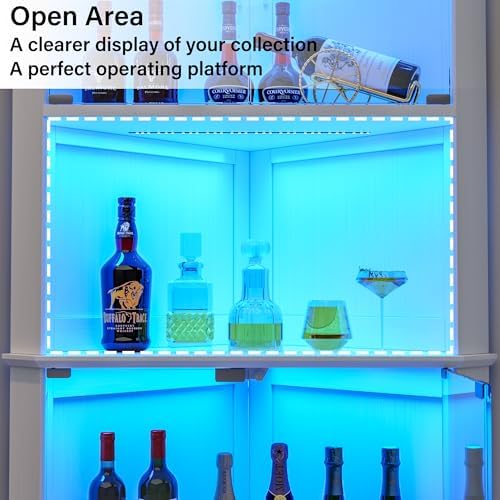 kepptory 72" Corner Glass Display Cabinet with RGB LED Lights