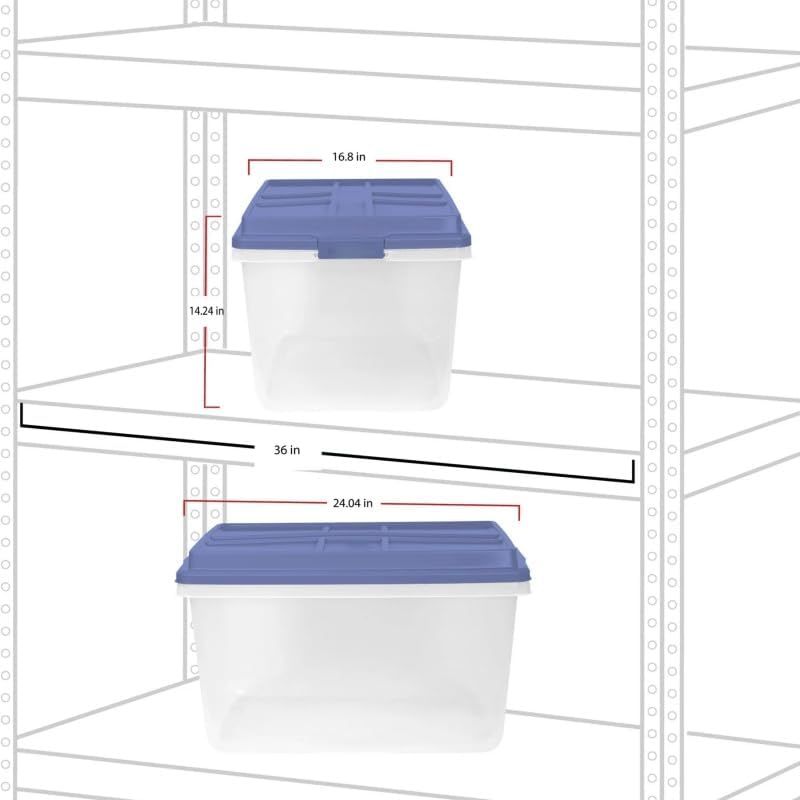 72 Qt Clear Plastic Storage Bin with Latch Lid, Heavy Duty Stackable Tote | 7...