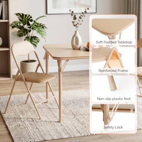 VINGLI 5-Piece Padded Folding Card Table and Chairs Set, Khaki