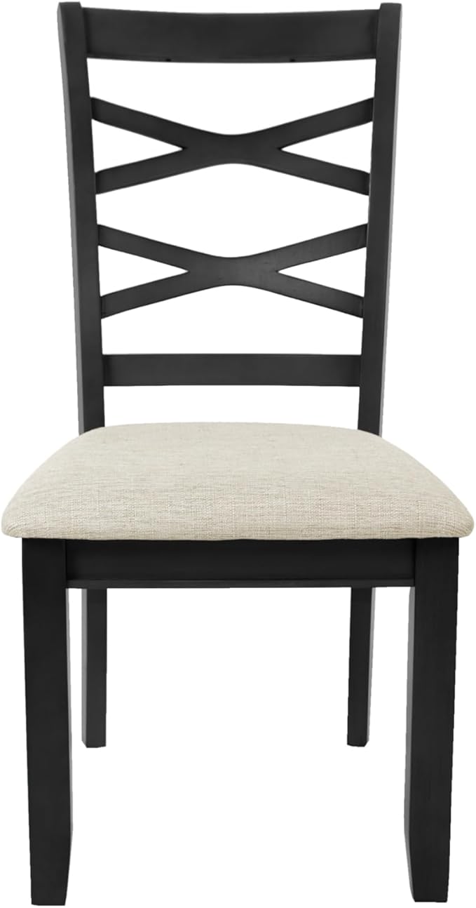 Poundex 6 Piece Charcoal Modern Dining Set with Table, 4 Chairs & Bench