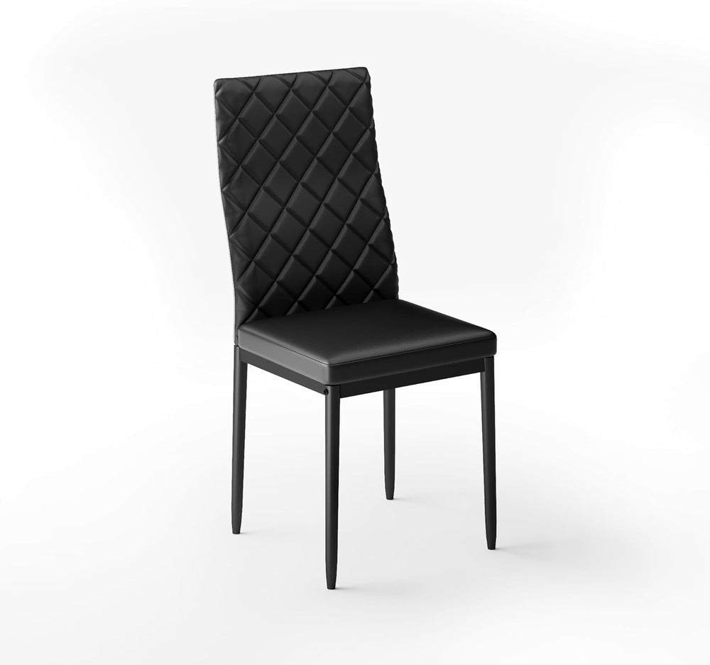 Modern Dining Chairs Set of 4, PU Leather & Curved Back, Black | Small Sp...