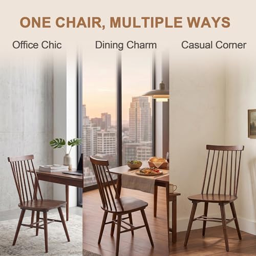 DUHOME Walnut Wooden Dining Chairs Set of 4